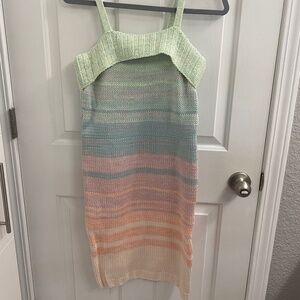 New with tags 525America XS taffy multi color sweater dress with straps.